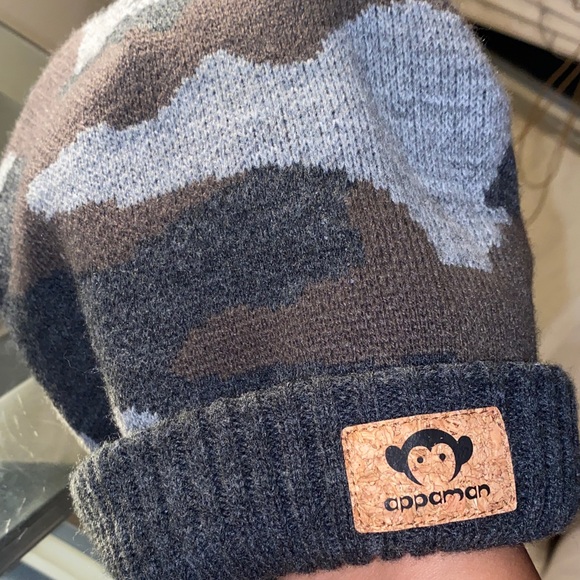 Appaman Camo Kids Beanie in Gray and Brown - Picture 1 of 3